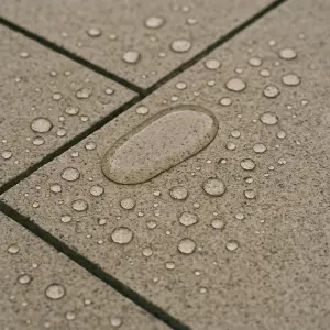 Surface tension of water on porcelain paving