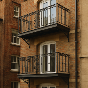Balcony decks with railings